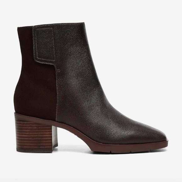 NYDJ Arianna Chocolate Brown Genuine Leather & Sueded Zip Closure Ankle Boot 11 - Picture 3 of 5